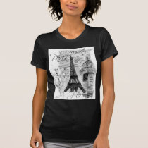 Collage francés de la escena de la torre Eiffel de camisetas