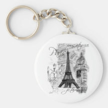 Collage francés de la escena de la torre Eiffel de Llaveros