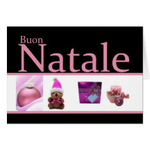 Collage negro rosado del navidad de Natale del ita Tarjeta