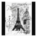 Collage negro y blanco de la torre Eiffel de París Anuncios Personalizados
