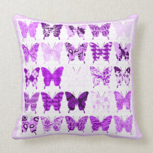Collage púrpura de la mariposa cojin