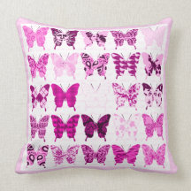 Collage rosado de la mariposa cojin