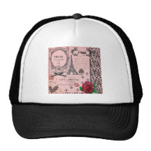 Collage rosado de París del vintage Gorros