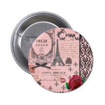 Collage rosado de París del vintage Pin