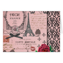 Collage rosado de París del vintage Tarjeton