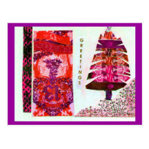 Collage rosado feliz del día de fiesta tarjeta postal