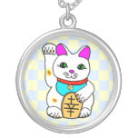Collar afortunado de la plata esterlina de Neko de