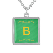 Collar amarillo del monograma del verde de la fron