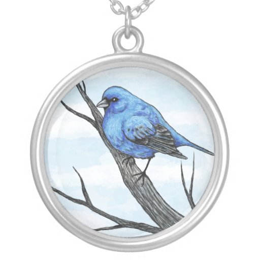 Collar azul del arte del pájaro