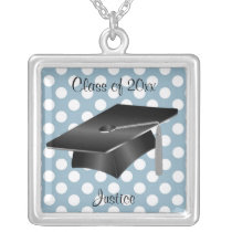 Collar azul y negro del casquillo de la graduación collares