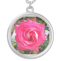 Collar color de rosa rosado grande collares