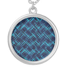 Collar cruzado azul de la puntada