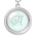 Collar de cristal azul del monograma - letra A