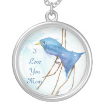 Collar de la mamá, pájaro azul