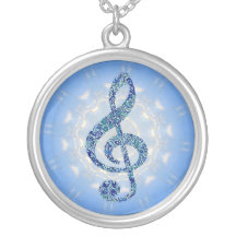 Collar de la nota de la música - Clef agudo azul