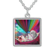 Collar de la plata esterlina del perro del espacio