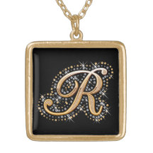 Collar de oro de la inicial "R"