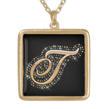 Collar de oro de la inicial "T"