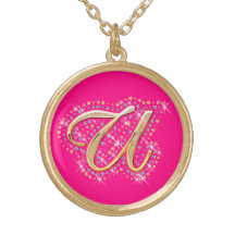 Collar de oro de la inicial "U"