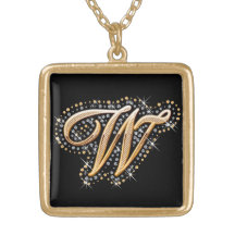 Collar de oro de la inicial "W"