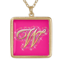 Collar de oro de la inicial "W"