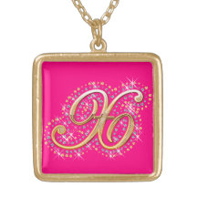 Collar de oro de la inicial "X"