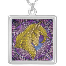 collar de oro del colgante del unicornio