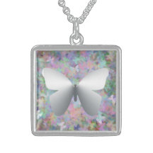 collar de plata de la mariposa