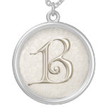 Collar de plata del monograma - letra B