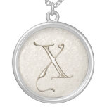 Collar de plata del monograma - letra X