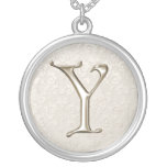 Collar de plata del monograma - letra Y