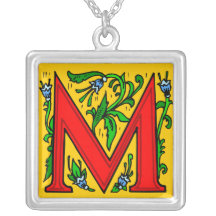 COLLAR DE STERLING DEL DISEÑO DEL MONOGRAMA DE LA 