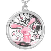 Collar del conejito del rosa del emo de Kawaii