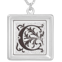 Collar del monograma con floral y los puntos - let
