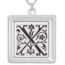 Collar del monograma con floral y los puntos - let