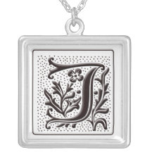 Collar del monograma con floral y los puntos - let