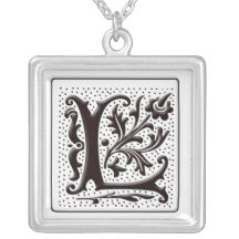 Collar del monograma con floral y los puntos - let