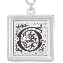 Collar del monograma con floral y los puntos - let
