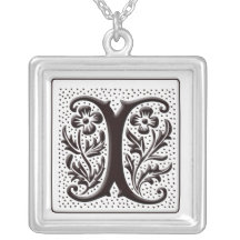 Collar del monograma con floral y los puntos - let