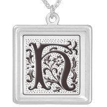 Collar del monograma con floral y los puntos - let