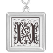Collar del monograma con floral y los puntos - let