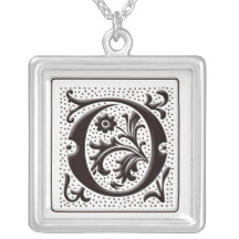 Collar del monograma con floral y los puntos - let