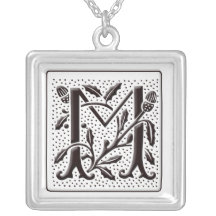 Collar del monograma con floral y los puntos - let