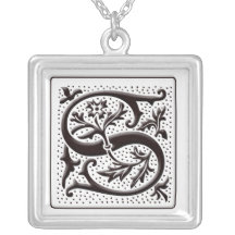 Collar del monograma con floral y los puntos - let