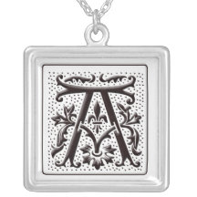 Collar del monograma con floral y los puntos - let