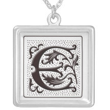 Collar del monograma con floral y los puntos - let