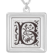 Collar del monograma con floral y los puntos - let