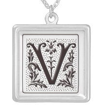 Collar del monograma con floral y los puntos - let