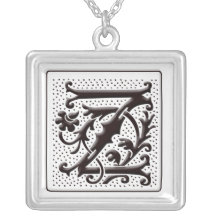 Collar del monograma con floral y los puntos - let