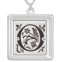 Collar del monograma con floral y los puntos - let